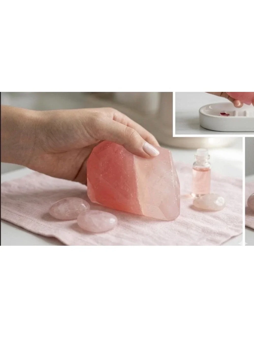 Artisan Rose Quartz Gemstone Soap, Natural Pink Geode Bar